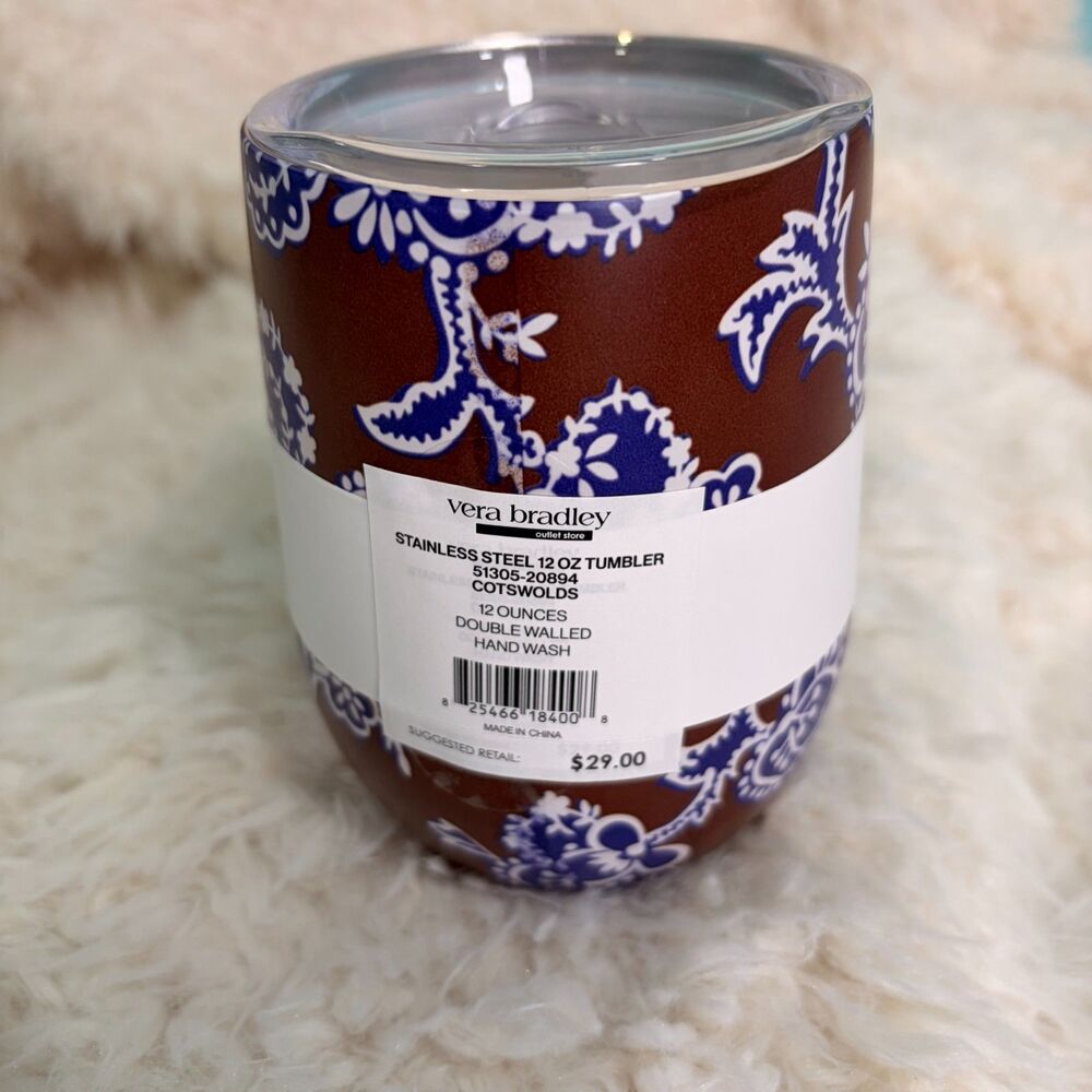 Vera Bradley Cotswolds Brown Blue Floral Undated Planner & Insulated Wine Cup - Picture 4 of 10